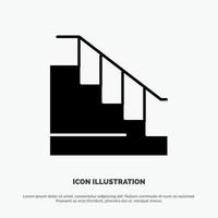 Construction Down Home Stair solid Glyph Icon vector