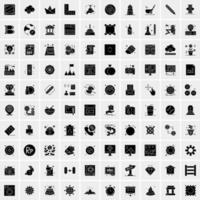 Set of 100 Universal Solid Icons vector