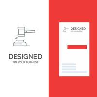 Action Auction Court Gavel Hammer Judge Law Legal Grey Logo Design and Business Card Template vector