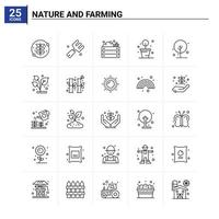 25 Nature And Farming icon set vector background