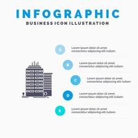 edificio rascacielos oficina superior sólido icono infografía 5 pasos presentación antecedentes vector