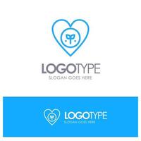 Ecology Environment Favorite Heart Like Blue Outline Logo Place for Tagline vector