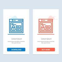 Browser Web Lock Code  Blue and Red Download and Buy Now web Widget Card Template vector