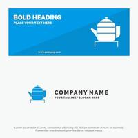 Tea Teapot China Chinese SOlid Icon Website Banner and Business Logo Template vector