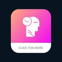 Time Mind Thoughts Head Mobile App Button Android and IOS Glyph Version vector