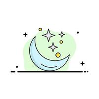 Moon Night star weather space Flat Color Icon Vector