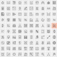 paquete de 100 iconos de líneas universales para móviles y web vector