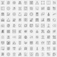 paquete de 100 iconos de líneas universales para móviles y web vector