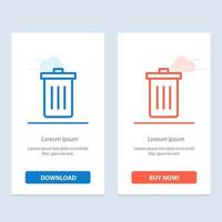 Basket Been Delete Garbage Trash  Blue and Red Download and Buy Now web Widget Card Template vector