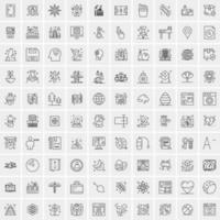 paquete de 100 iconos de líneas universales para móviles y web vector