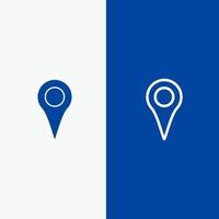 ubicación geográfica mapa de ubicación línea de alfiler y glifo icono sólido bandera azul línea y glifo icono sólido bandera azul vector