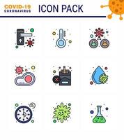 Coronavirus awareness icons 9 Filled Line Flat Color icon Corona Virus Flu Related such as virus meat bacteria food virus viral coronavirus 2019nov disease Vector Design Elements