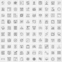 paquete de 100 iconos de líneas universales para móviles y web vector