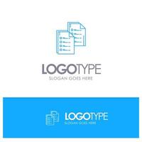 Document Analytics Data Copy Paper Resume Blue outLine Logo with place for tagline vector