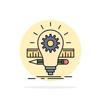 Development idea bulb pencil scale Flat Color Icon Vector