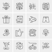 16 iconos de negocios universales vector ilustración de icono creativo para usar en proyectos relacionados con la web y dispositivos móviles