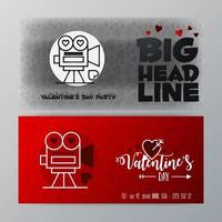 Valentines Day Big Banner Template Red Background vector