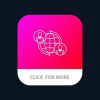 Connected Connections User Internet Global Mobile App Button Android and IOS Line Version vector