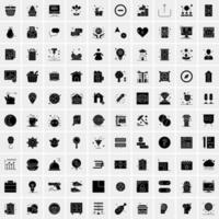 Set of 100 Universal Solid Icons vector