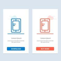 Mobile Online Study School  Blue and Red Download and Buy Now web Widget Card Template vector