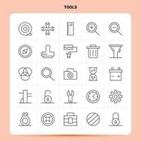 OutLine 25 Tools Icon set Vector Line Style Design Black Icons Set Linear pictogram pack Web and Mobile Business ideas design Vector Illustration