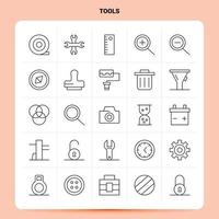 OutLine 25 Tools Icon set Vector Line Style Design Black Icons Set Linear pictogram pack Web and Mobile Business ideas design Vector Illustration