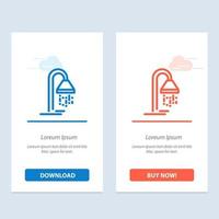 Bathroom Hotel Service Shower  Blue and Red Download and Buy Now web Widget Card Template vector