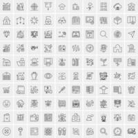 Pack of 100 Universal Line Icons for Mobile and Web vector