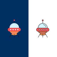 space ship space ship rocket alien Flat Color Icon Vector