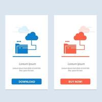 Cloud Folder Storage File  Blue and Red Download and Buy Now web Widget Card Template vector