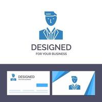 Creative Business Card and Logo template Boss Ceo Head Leader Mr Vector Illustration