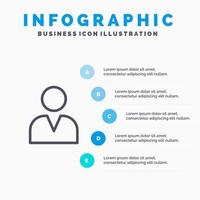 Administrator Man User Line icon with 5 steps presentation infographics Background vector