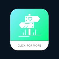 Direction Love Heart Wedding Mobile App Button Android and IOS Glyph Version vector