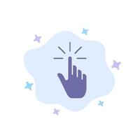 Click Finger Gesture Gestures Hand Tap Blue Icon on Abstract Cloud Background vector