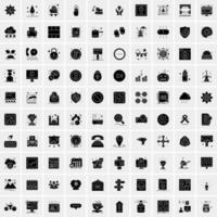 Set of 100 Universal Solid Icons vector