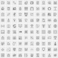 paquete de 100 iconos de líneas universales para móviles y web vector