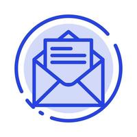 correo electrónico correo mensaje texto línea punteada azul icono de línea vector