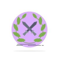 battle emblem game label swords Flat Color Icon Vector