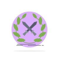 batalla emblema juego etiqueta espadas color plano icono vector