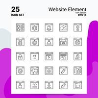 25 Website Element Icon Set 100 Editable EPS 10 Files Business Logo Concept Ideas Line icon design vector