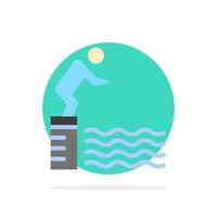 buceo salto plataforma piscina deporte círculo abstracto fondo color plano icono vector