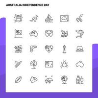 conjunto de iconos de línea del día de la independencia de australia conjunto 25 iconos diseño de estilo minimalista vectorial conjunto de iconos negros paquete de pictogramas lineales vector