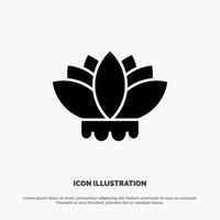 Flower China Chinese Solid Black Glyph Icon vector