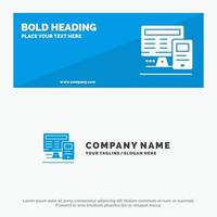 Computer Monitor Education Calculate SOlid Icon Website Banner and Business Logo Template vector