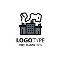 Factory Industry Nuclear Power Business Logo Template Flat Color vector