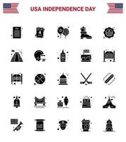 Pack of 25 creative USA Independence Day related Solid Glyph of american international flag day flag american Editable USA Day Vector Design Elements