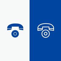 Telephone Call Phone Line and Glyph Solid icon Blue banner Line and Glyph Solid icon Blue banner vector