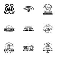 Happy fathers day set 9 Black Vector typography Vintage lettering for fathers day greeting cards banners tshirt design You are the best dad Editable Vector Design Elements