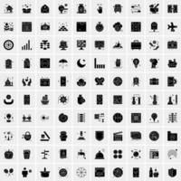 conjunto de 100 iconos sólidos universales vector