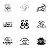 9 Black Happy Fathers Day Design Collection A set of twelve brown colored vintage style Fathers Day Designs on light background Editable Vector Design Elements